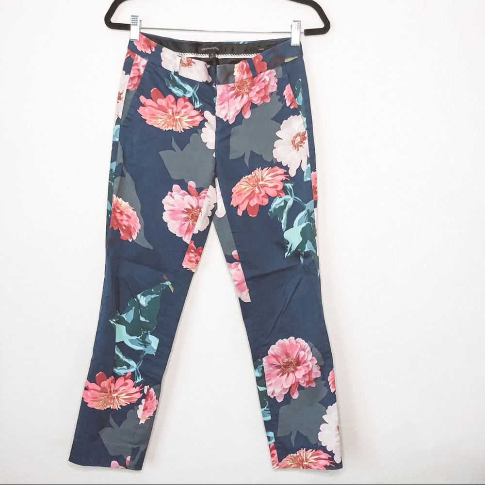 Banana Republic Avery Floral Ankle Cotton Pants Size 0